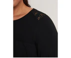 AUTOGRAPH - Plus Size - Womens Tops -  3/4 Sleeve Lace Detail Shirred Top