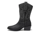 Womens Footwear Ravella Saloon Black Micro Boot