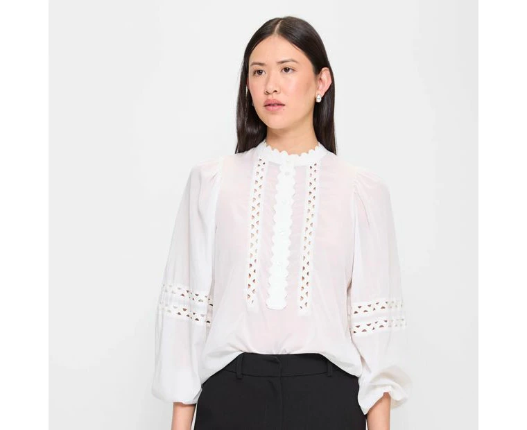 Long Sleeve Lace Detail Blouse - Preview