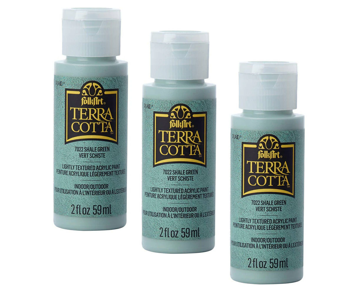 3x Plaid FolkArt Terra Cotta 59ml Acrylic Art Paint Shale Green Textured Finish