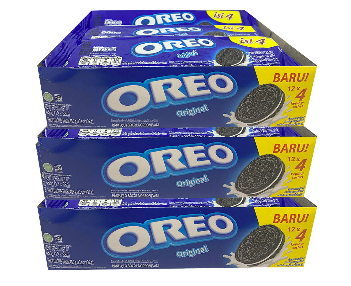 36x 4PK 38g Oreo Snack Pack Vanilla Original Cookies/Biscuits/Sweets/Chocolate