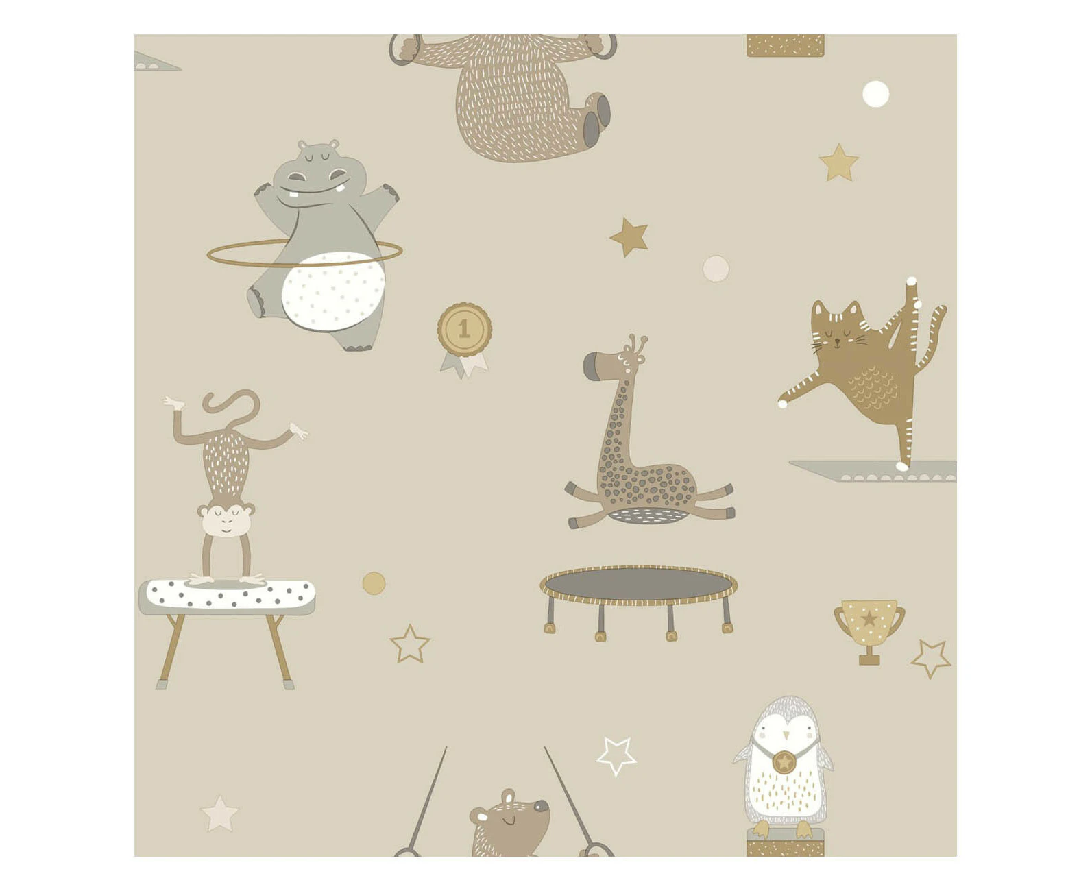 Dreamcatcher Animal Gymnastics Wallpaper Beige Holden 13240