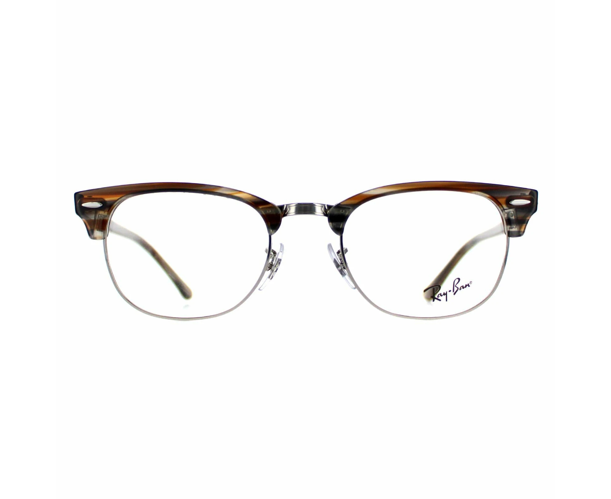 Ray-Ban Clubmaster RB5154 5749 Brown-Grey Stripped Unisex Eyeglasses