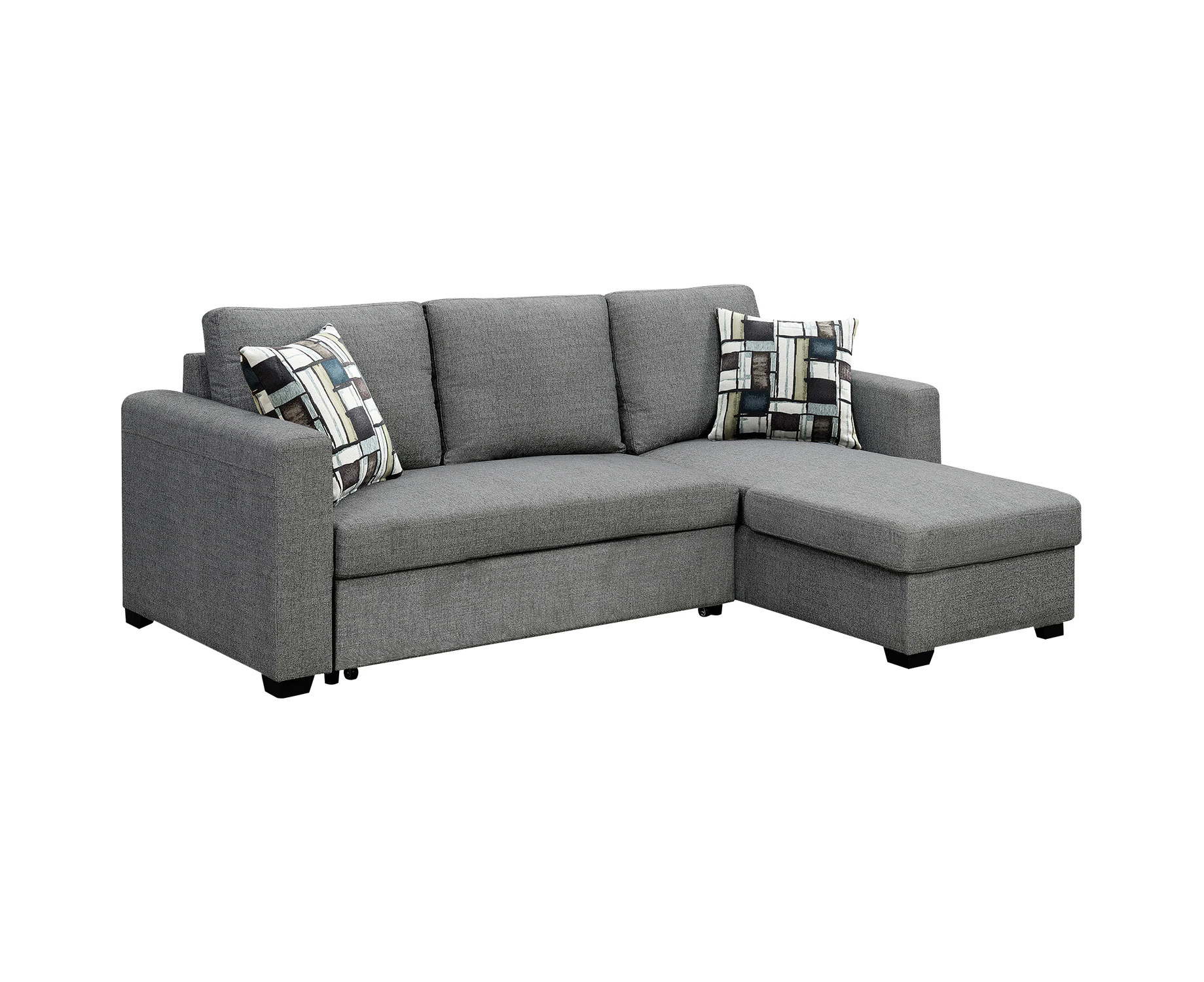 Fontana Pullout Sofa Bed with Storage Chaise Lounge  Sarantino - Grey