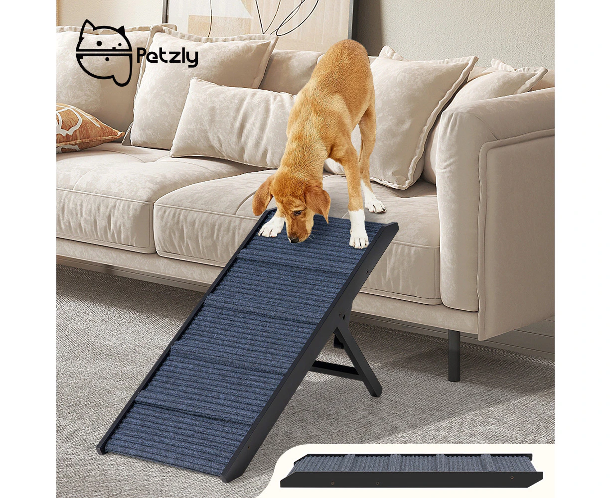 Petzly Foldable Dog Ramps Adjustable Height Pet Ramp Folding Portable Black