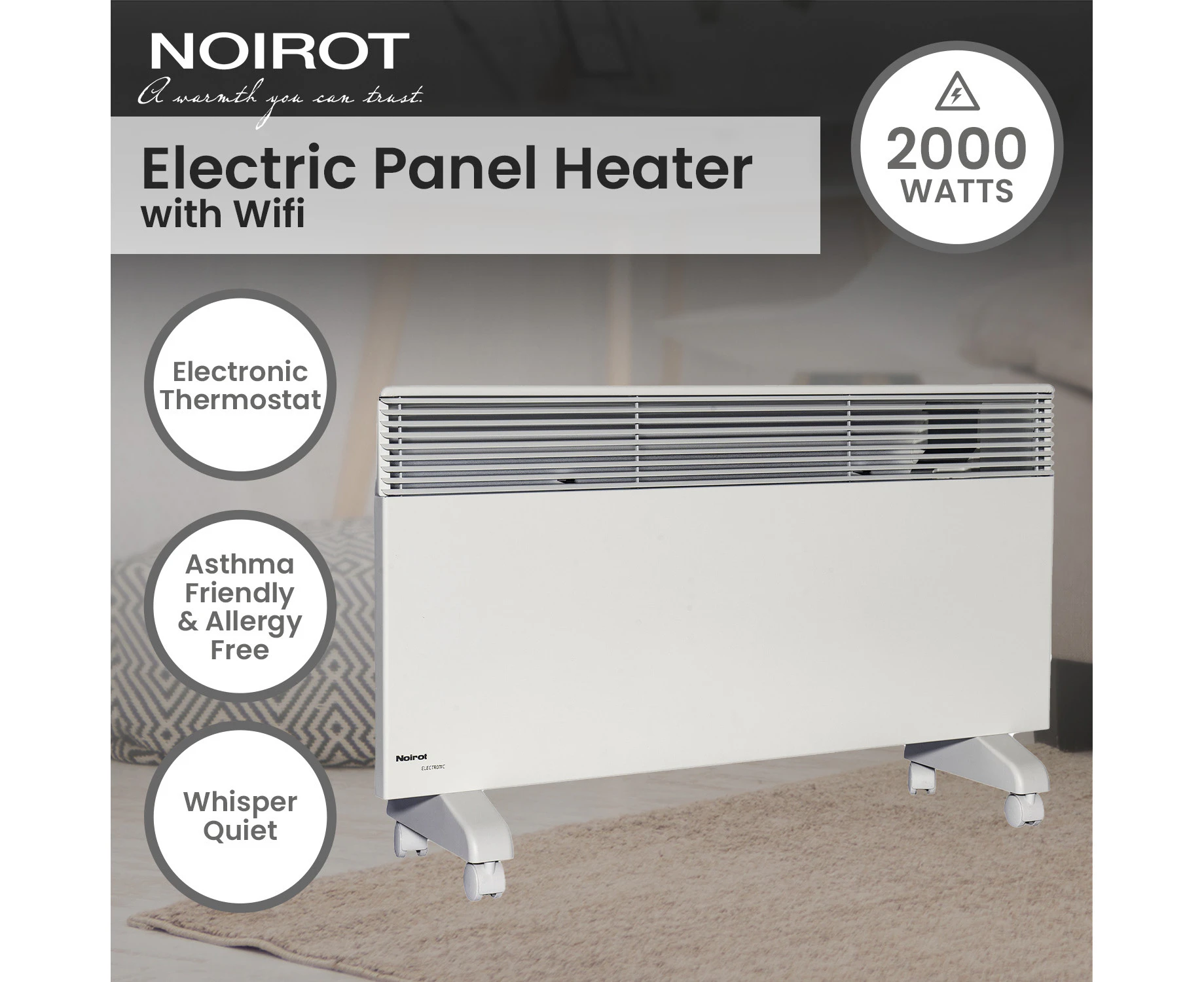 Noirot 7358-7TPRO 2000W Panel Heater Wifi Timer - Refurbished