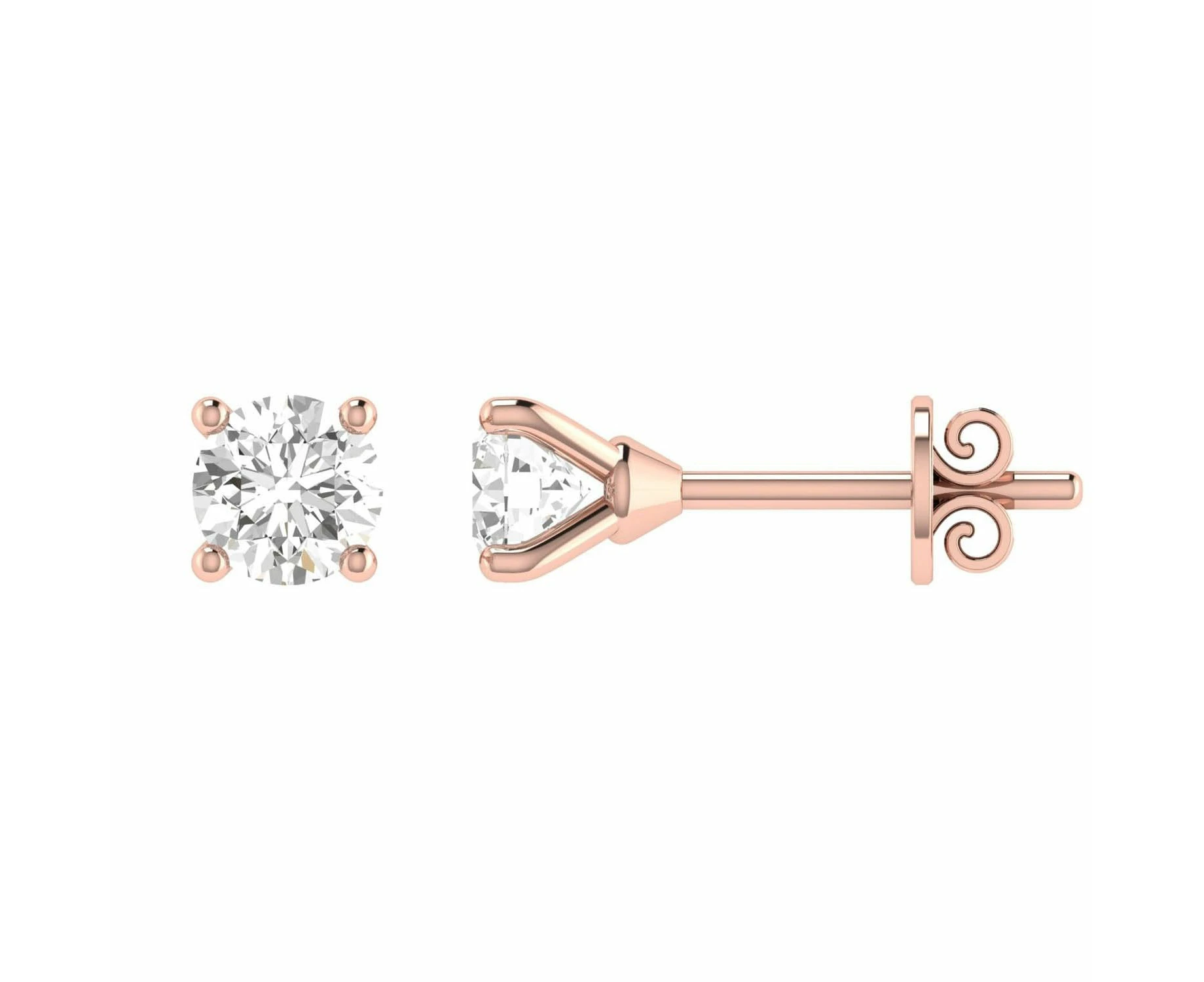 Diamond Stud Earrings with 0.75ct Diamonds in 18K Rose Gold - 18RCE75