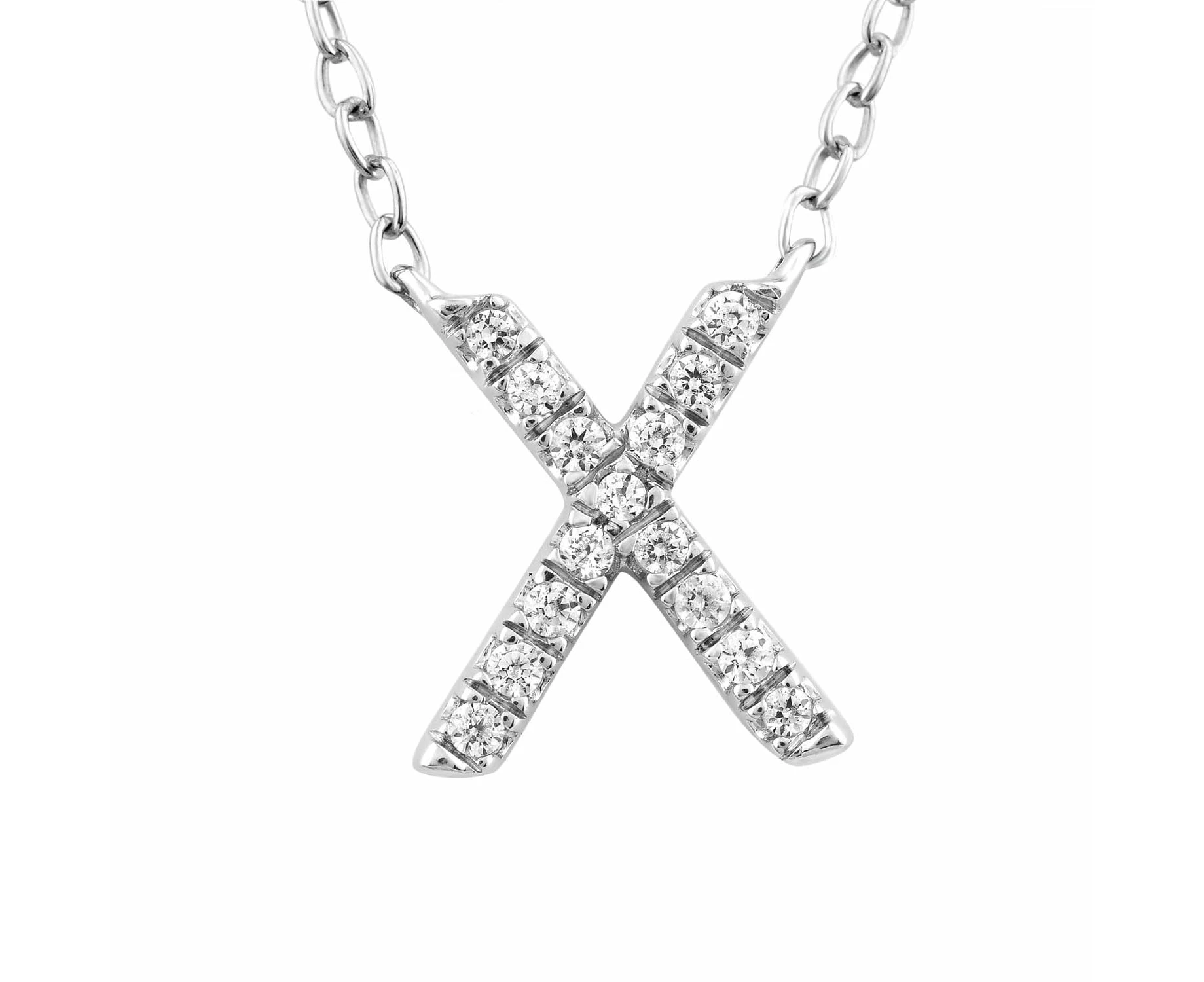 Initial 'X' Necklace with 0.06ct Diamonds in 9K White Gold