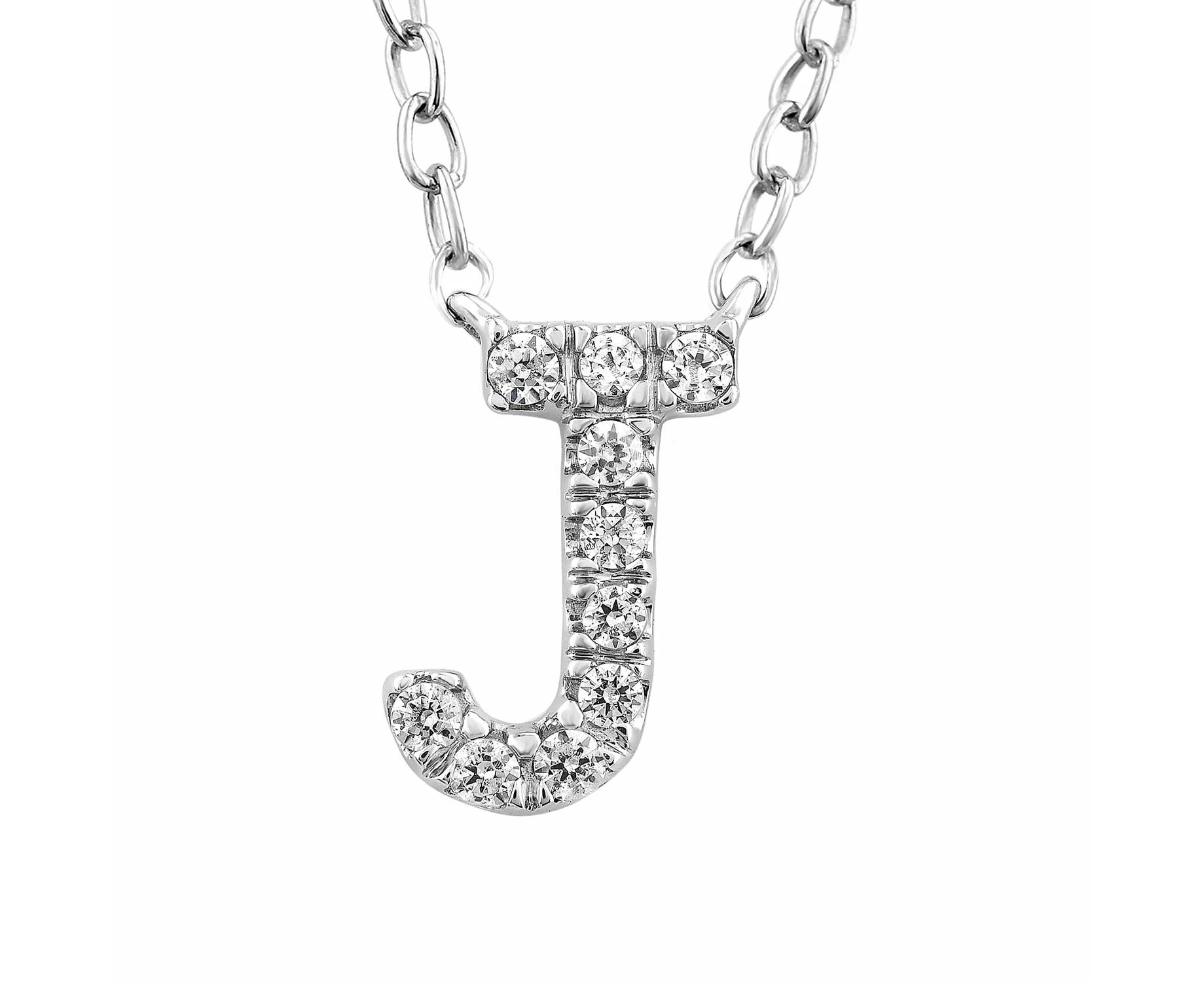 Initial 'J' Necklace with 0.06ct Diamonds in 9K White Gold