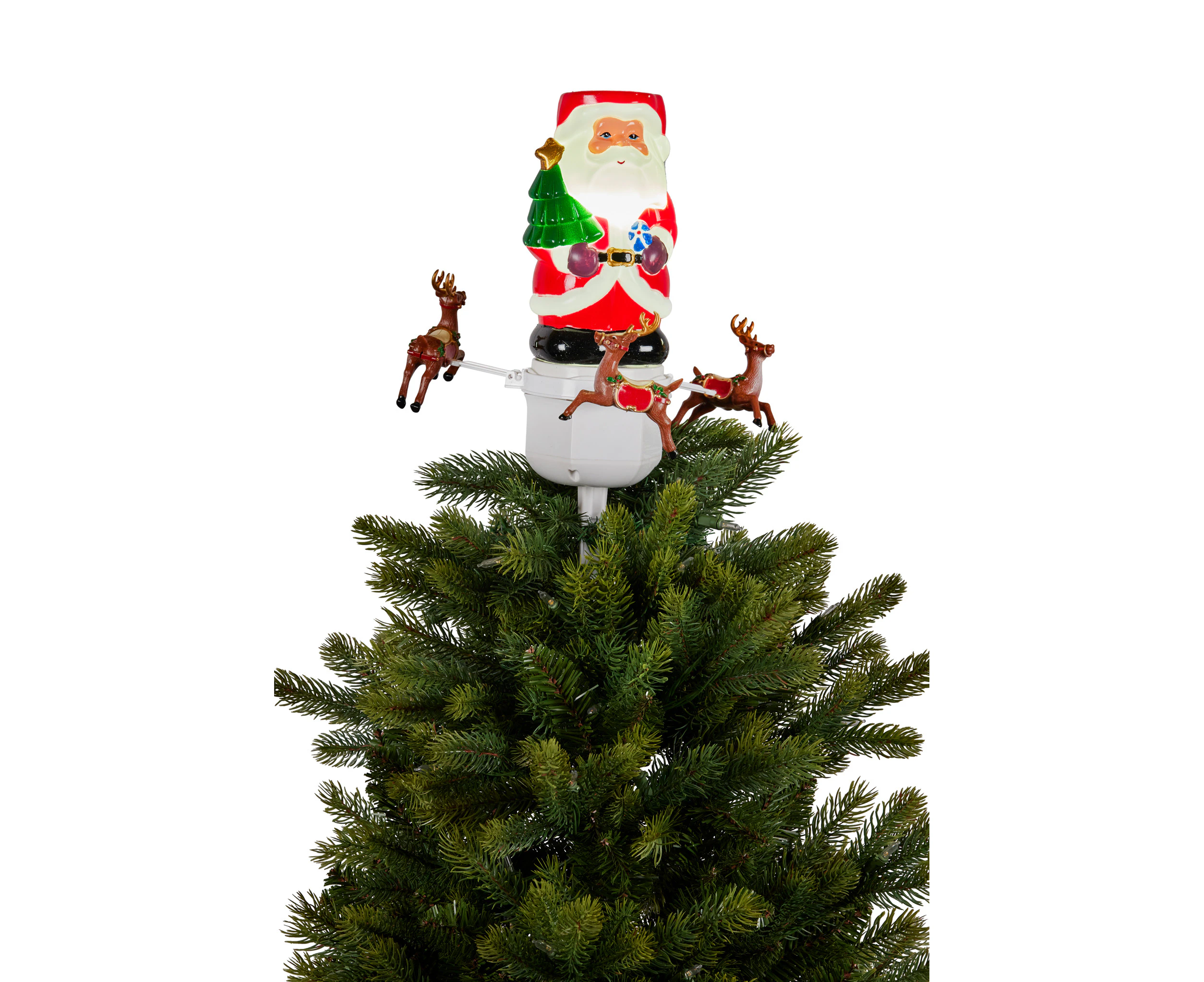 Christmas Tree Topper Santa with Movement Images Lights Snow & Music