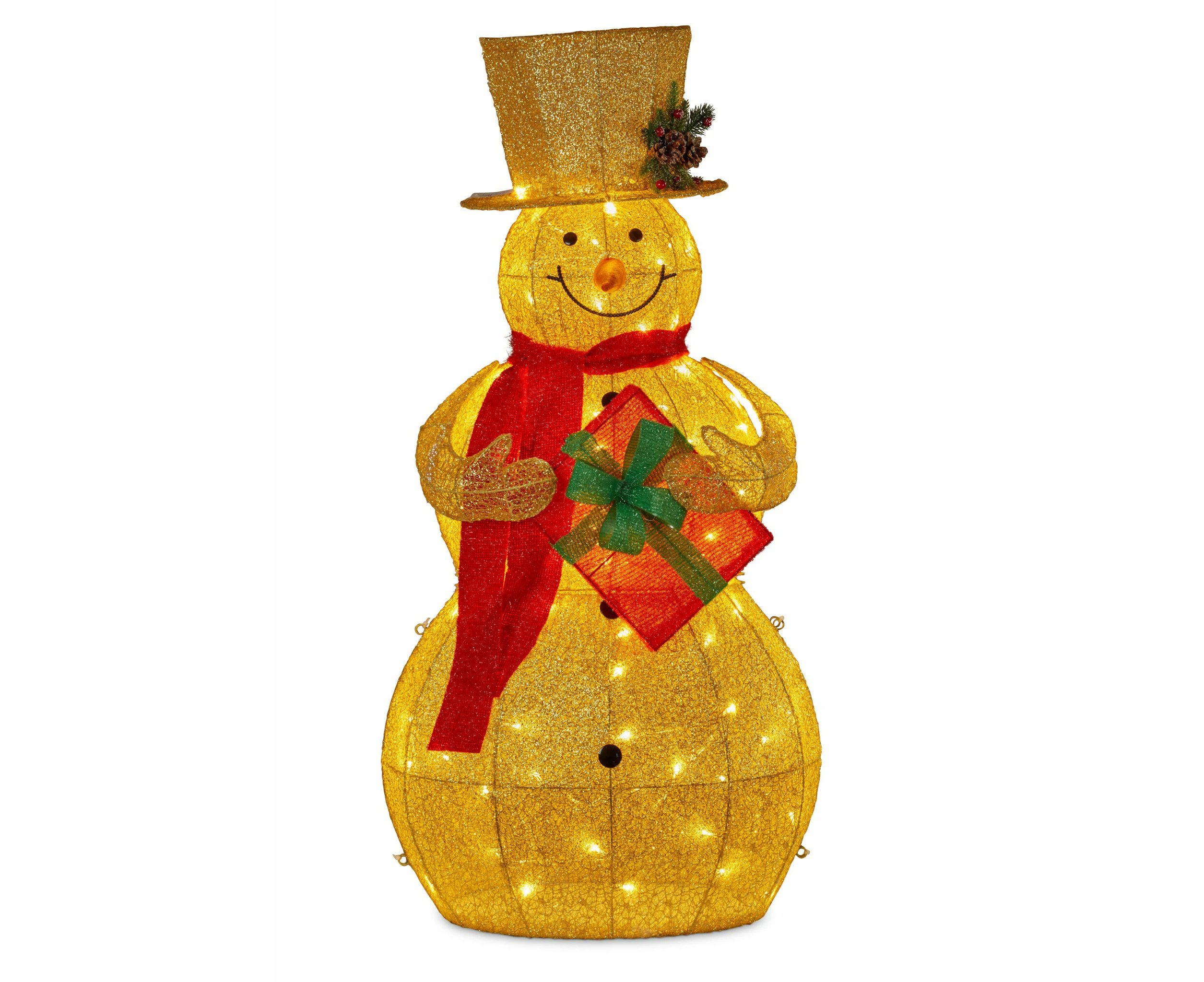 120cm Gold Outdoor Christmas Snowman with Lights