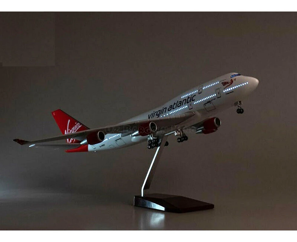 Virgin Atlantic Boeing 747 Diecast Model Air Plane with Cabin Lights Wheels Large Resin new aviation airline airplane collectable airways aircraft models