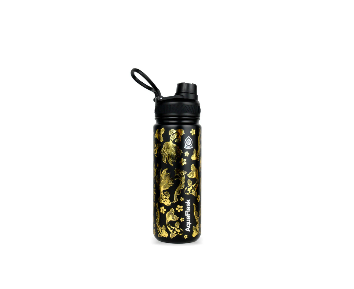 AquaFlask Koi Vacuum Insulated Water Bottles 650ml (22oz) - COURAGE BLACK