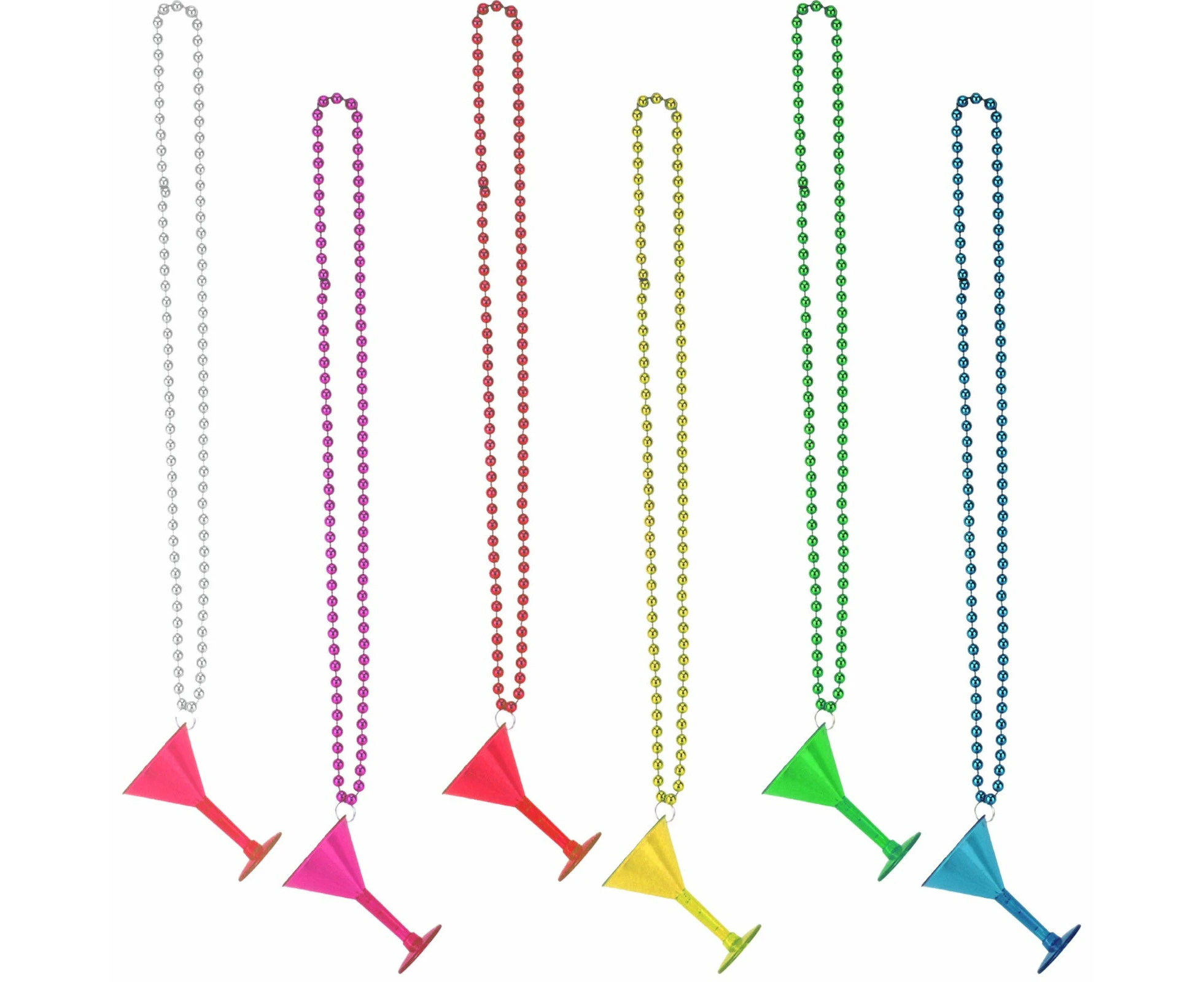 Pack 6 Cocktail Martini Glass Necklaces