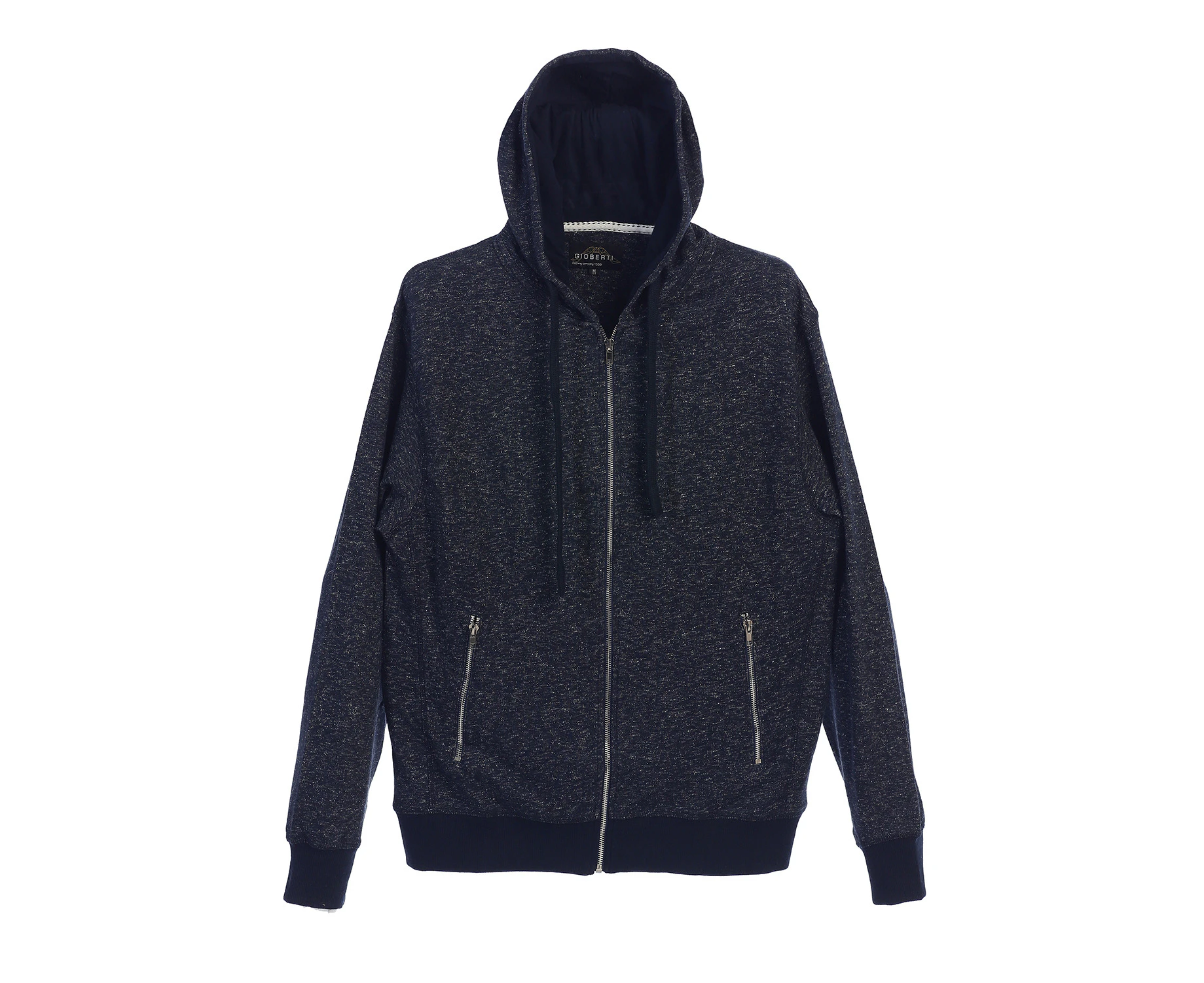 Gioberti Men's Full Zip Up Hoodie With Metal Zipper Pockets