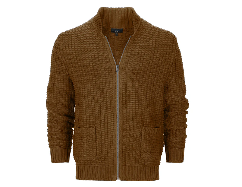 Gioberti Men's 100% Cotton Milano Knit Full-zip Sweater