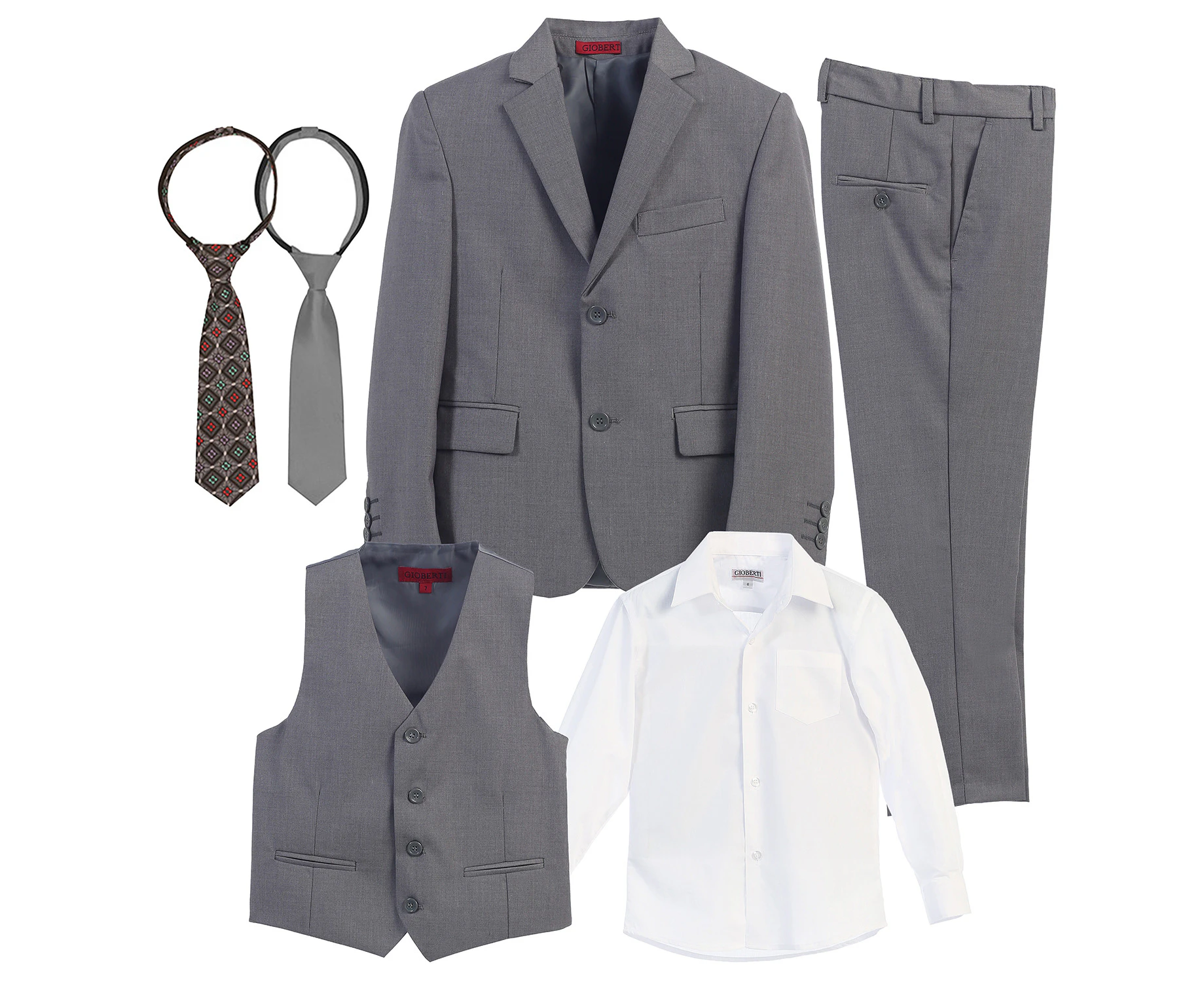 Gioberti Boys 6-Piece Suit Set Includes Shirt and Accessories