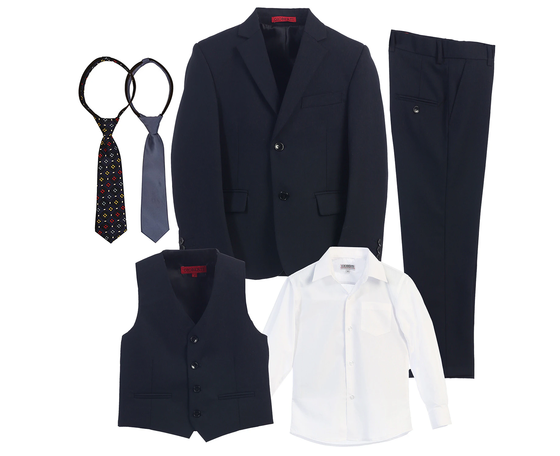 Gioberti Boys 6-Piece Suit Set Includes Shirt and Accessories