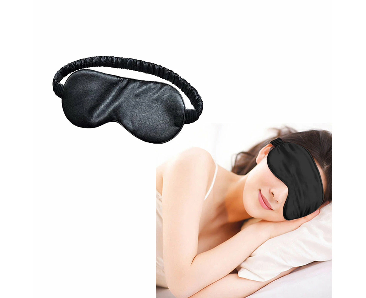 Mulberry Silk Sleeping Eye Mask Soft Breathable Blackout Eyeshade Black