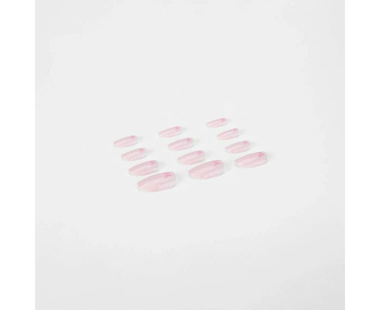 24 Pack False Nails with Adhesive, Oval Shape, Butterfly Shimmer - OXX Cosmetics