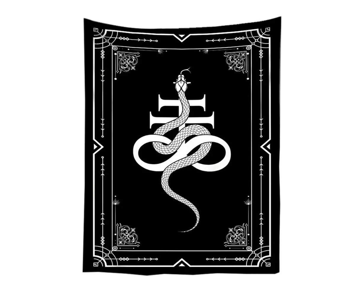 Anyhouz Tapestry Black Snake 95X70 cm Tarot Card Psychedelic Scene Art Hippie Bohemian Decoration Sheets