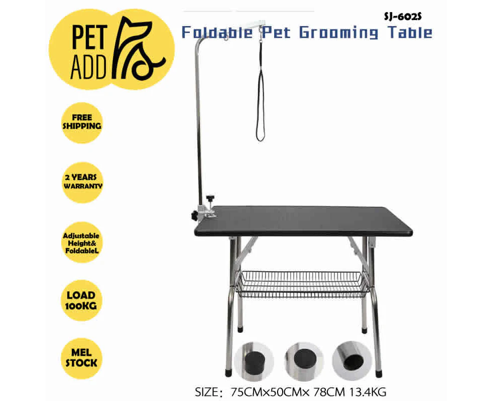 Foldable Dog Cat Pet Grooming Table Anti Slip with Table Arm S- 2-year Warranty