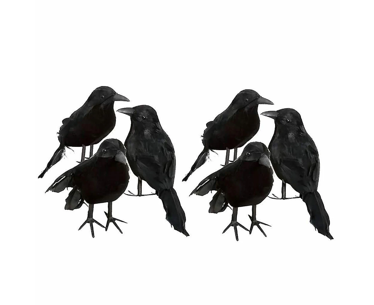 Woosien 6 X Halloween Decoration Crow Artificial Raven Crow With Feathers Black Bird