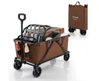 Costway Heavy-Duty Wagon Cart Folding Wagon Utility Cart Camping Coffee