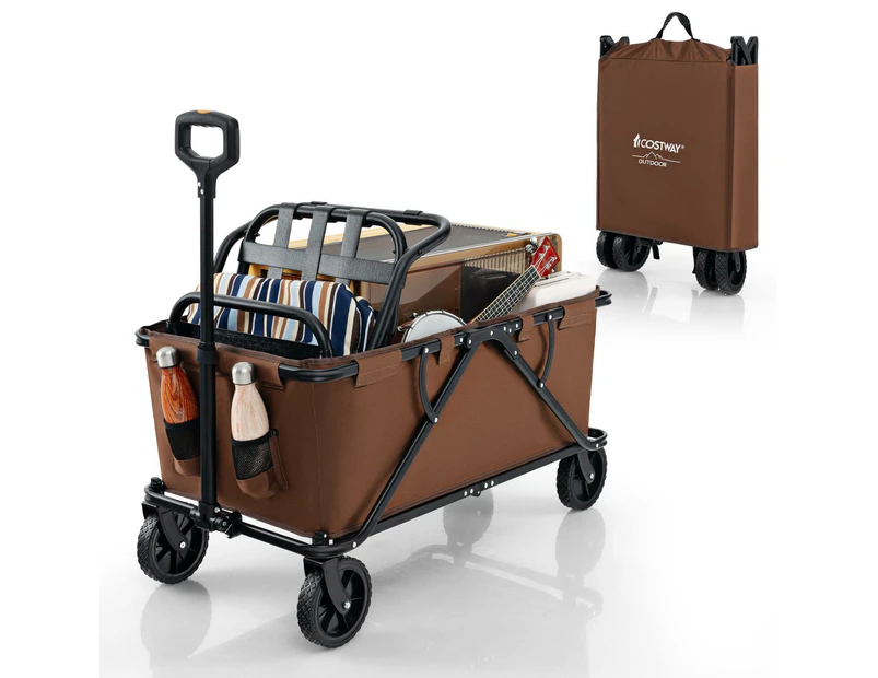 Costway Heavy-Duty Wagon Cart Folding Wagon Utility Cart Camping Coffee