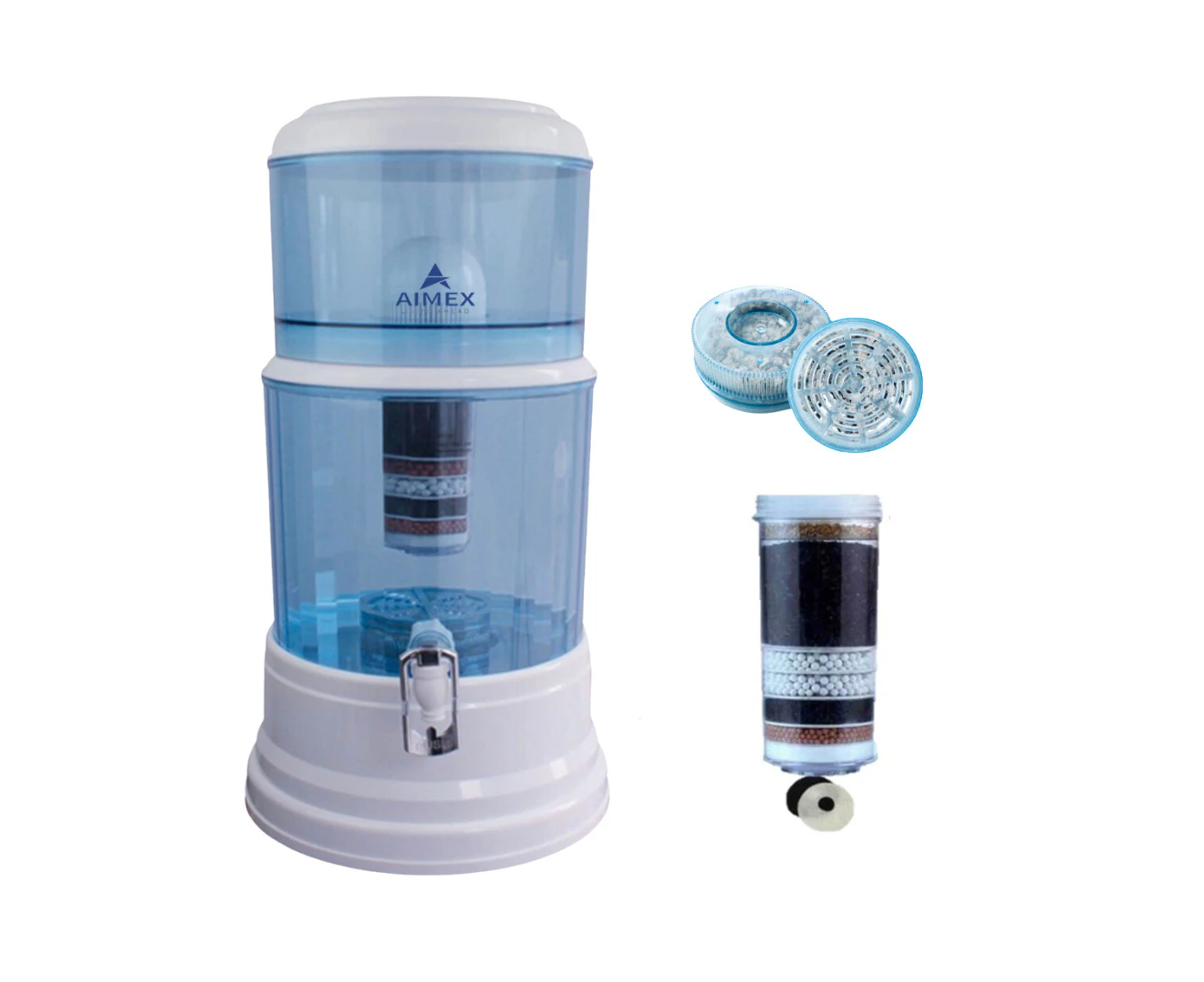 Aimex 20L Water Dispenser Benchtop Purifier Jug with 1 x AA 8 Stage Water Filter