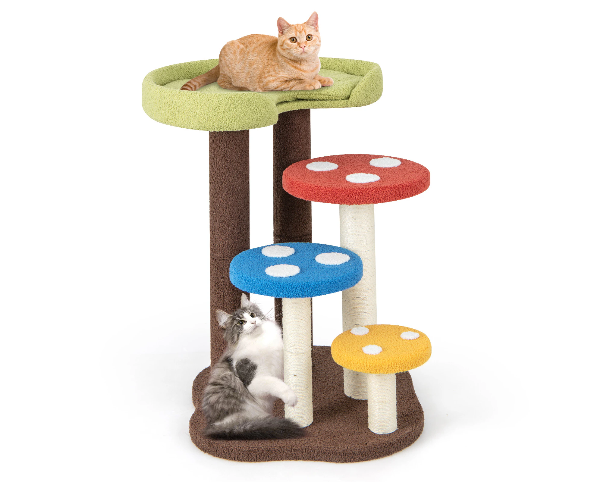 5-Tier Cat Tree Mushroom Kitten Activity Center w/Scratching Post & Removable Mat Cat Tower House