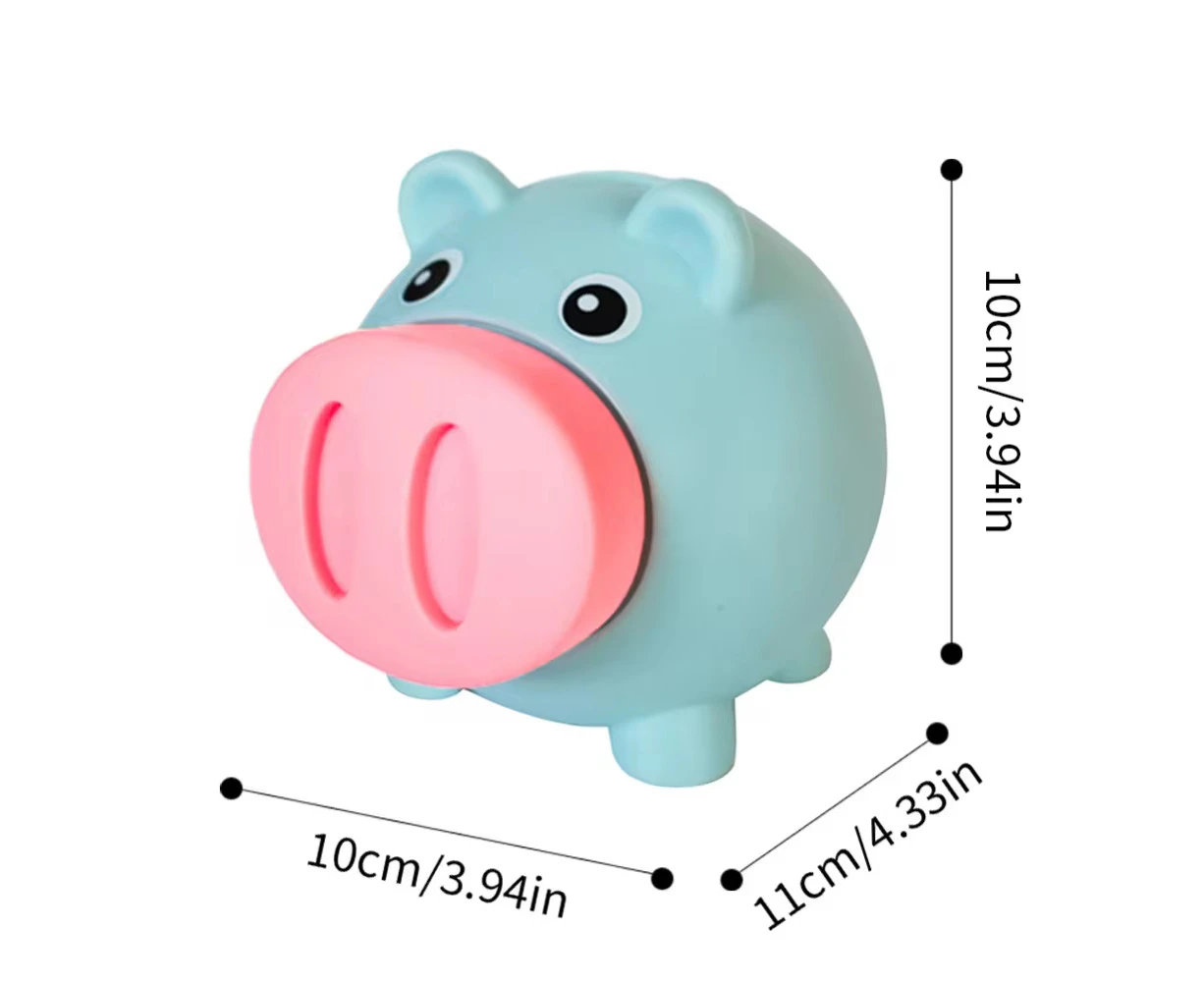 Piggy Bank Silicone Pig Money Bank Unbreakable Piggy Bank Pig Money Box Coin Bank Saving Coin Box for Boys Girls Kids blue