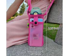 1PC Outdoor Crossbody Storage Mesh Bag Water Cup Cover Protection Case Water Cup Bag Mesh Milk Tea Children's Water Bottle Mesh rose red