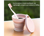 XXN 180ml Folding Cup Mini Retractable Cup Silicone Portable Teacup Outdoor Travel Coffee Telescopic Drinking Mug with Lid pink