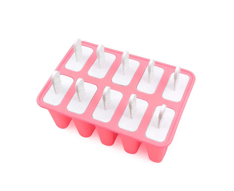 XXN Creative Silicone Ice Tray DIY Reusable 10 Popsicle Ice Cream Mold Summer Cooling Ice Pop Molds Kitchen Frozen Juice Making Tool pink