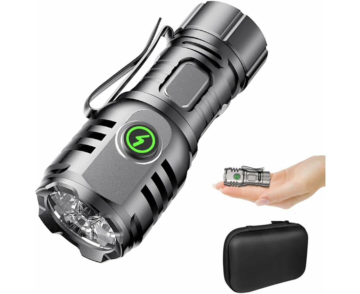 Rechargeable Flashlight Mini Pocket Samll LED Handheld Torches Extremely Bright 5000 Lumens 8 Modes, Waterproof for Camping, Dog Walking, Emergencies