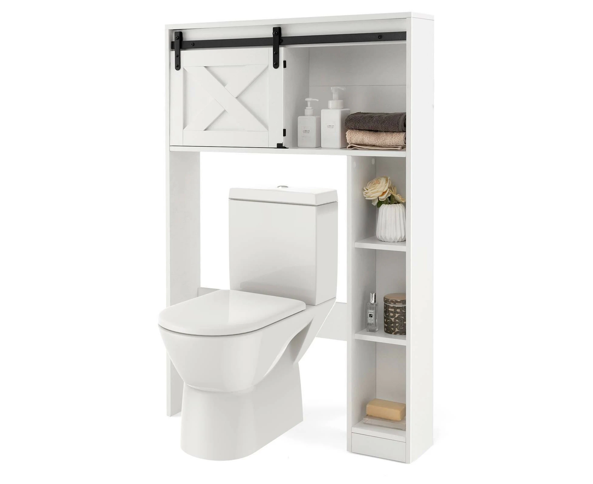 Costway Freestanding Bathroom Cabinet Storage Shelf Toilet Storage Rack Space Saver White