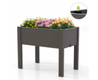 Costway 53L Raised Garden Bed Elevated Planter Box Outdoor Flower Container w/Drainage Hole Coffee