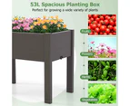 Costway 53L Raised Garden Bed Elevated Planter Box Outdoor Flower Container w/Drainage Hole Coffee