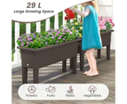 Costway 2 x 29L Raised Garden Beds Elevated Planter Box Outdoor Flower Container w/Drainage Hole Coffee