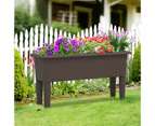 Costway 2 x 29L Raised Garden Beds Elevated Planter Box Outdoor Flower Container w/Drainage Hole Coffee