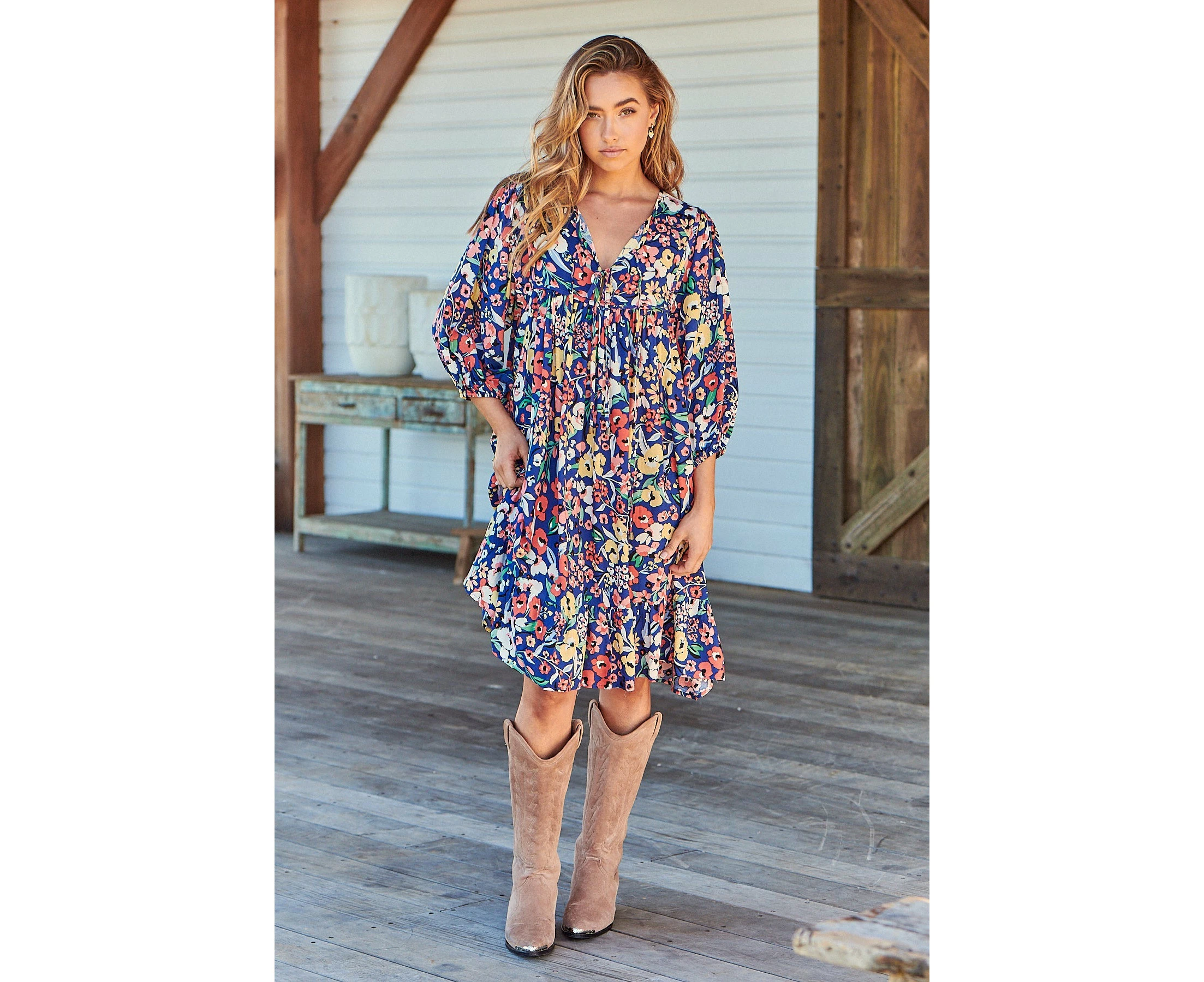 JAASE Carnation Print French Mini Dress