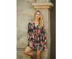 JAASE Winter Rose Black Print Isabella Tunic Dress