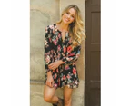 JAASE Winter Rose Black Print Isabella Tunic Dress