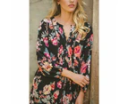 JAASE Winter Rose Black Print Isabella Tunic Dress