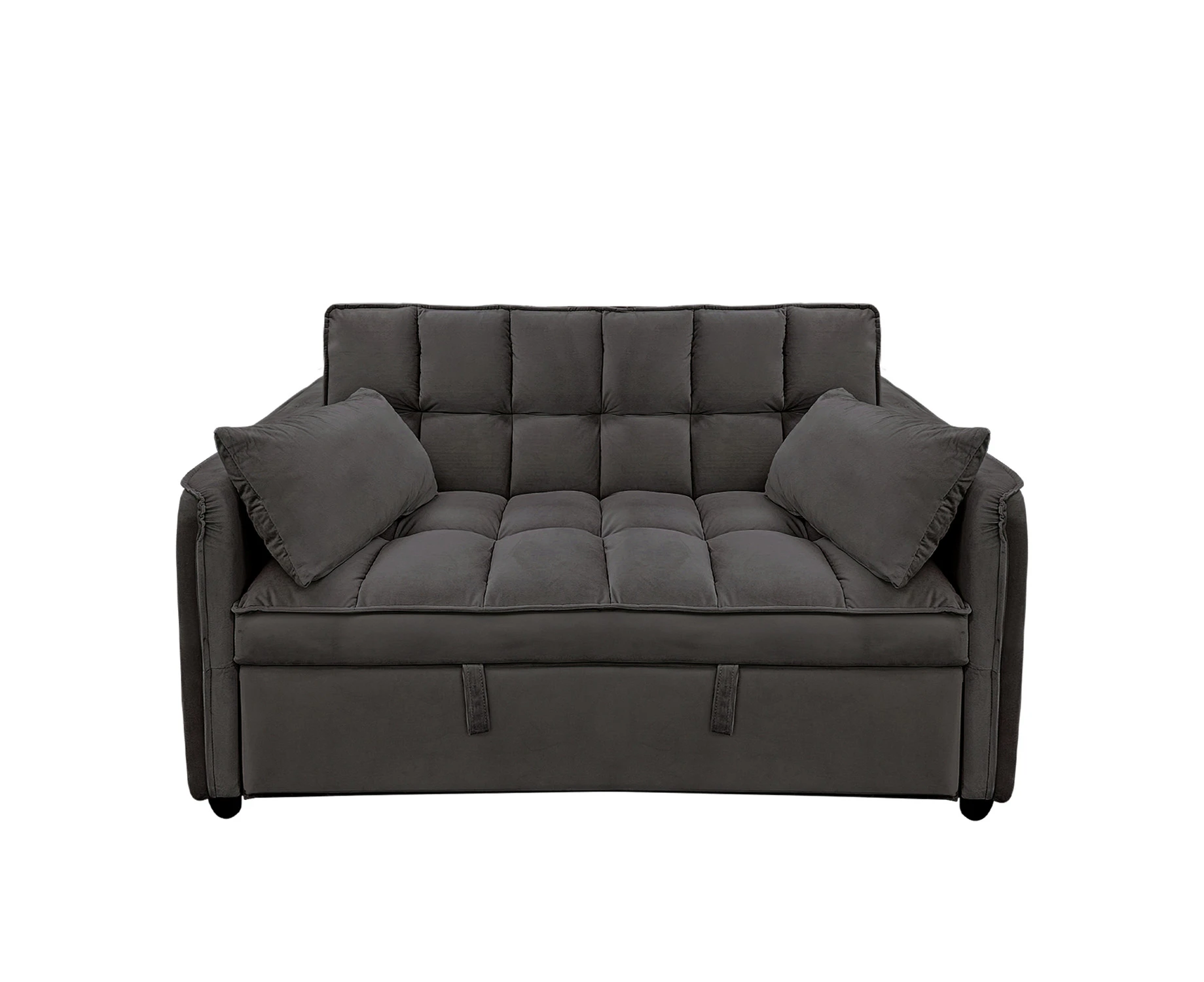 Sarantino Quincy Tufted 2-Seater Velvet Sofa Bed - Dark Grey