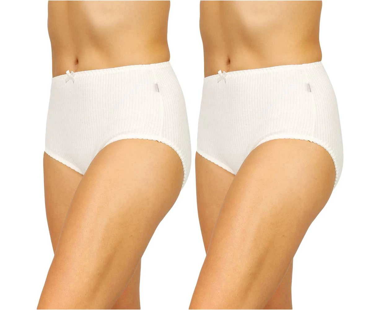 2PK Hestia Heroes Full Briefs Womens Underwear Undies Panties Cream W10072 Ladies