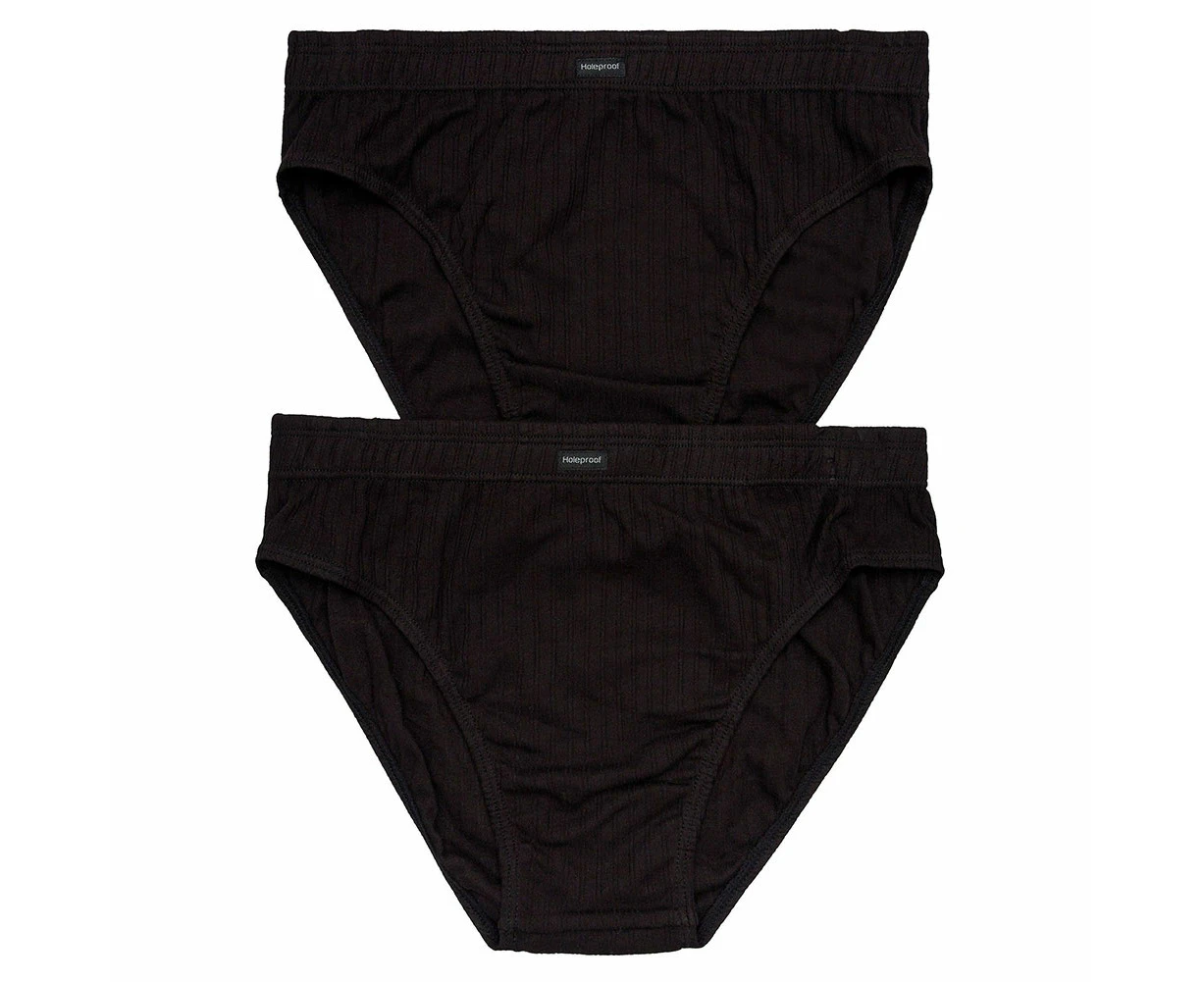 Holeproof Cotton Mock Rib Brief 2-Pack MZZX2A Black