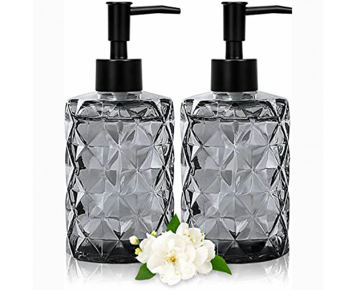 Soap dispenser black, 330 ml soap dispenser glass for bathroom