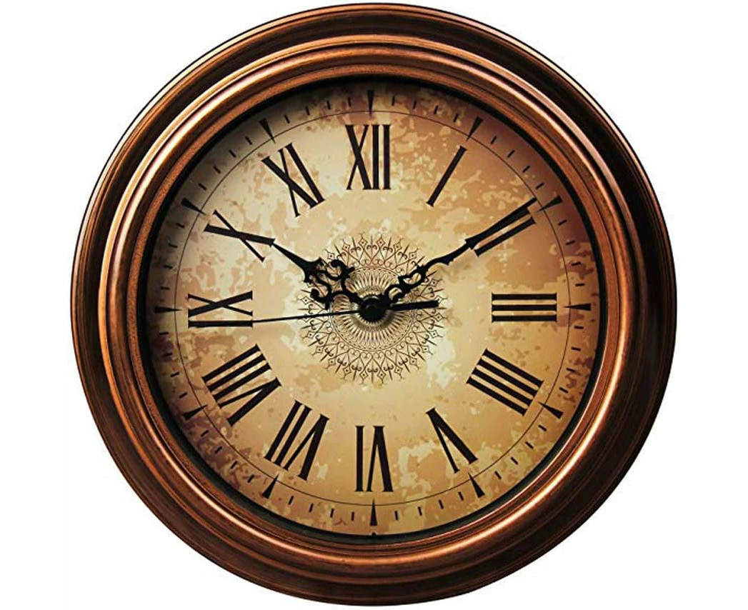 30cm Vintage Silent Wall Clock Wall Clocks for Living Room Kitchen Bedroom Home Office - Brown